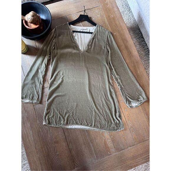 CP Shades NWOT Long Sleeve Velvet Mini Dress in Green Size Small - Picture 7 of 10